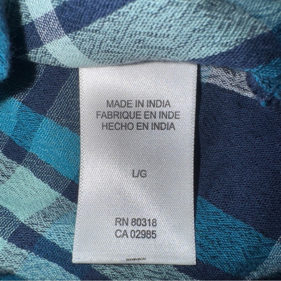 Lucky Brand Shirt Womens Large Blue Plaid L/S Button Down Cotton Viscose Blend - Picture 8 of 9